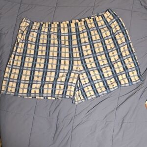 Only Necessities Blue and White Plaid Women Shorts